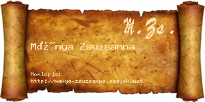 Mánya Zsuzsanna névjegykártya